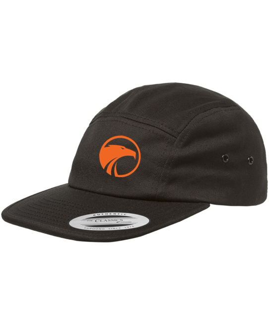 Casquette 5 panneaux - noire - orange