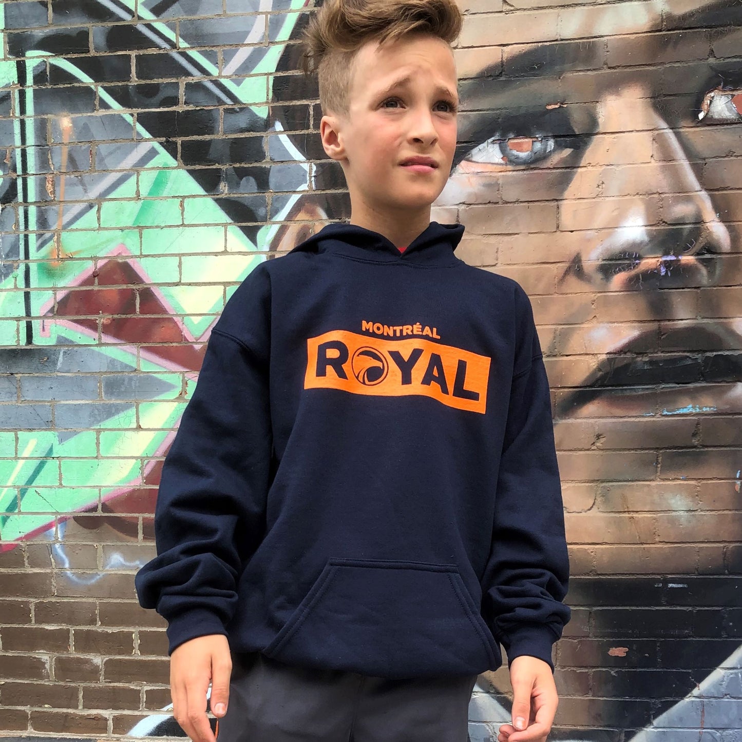 Chandail à capuchon - enfant - bleu marin