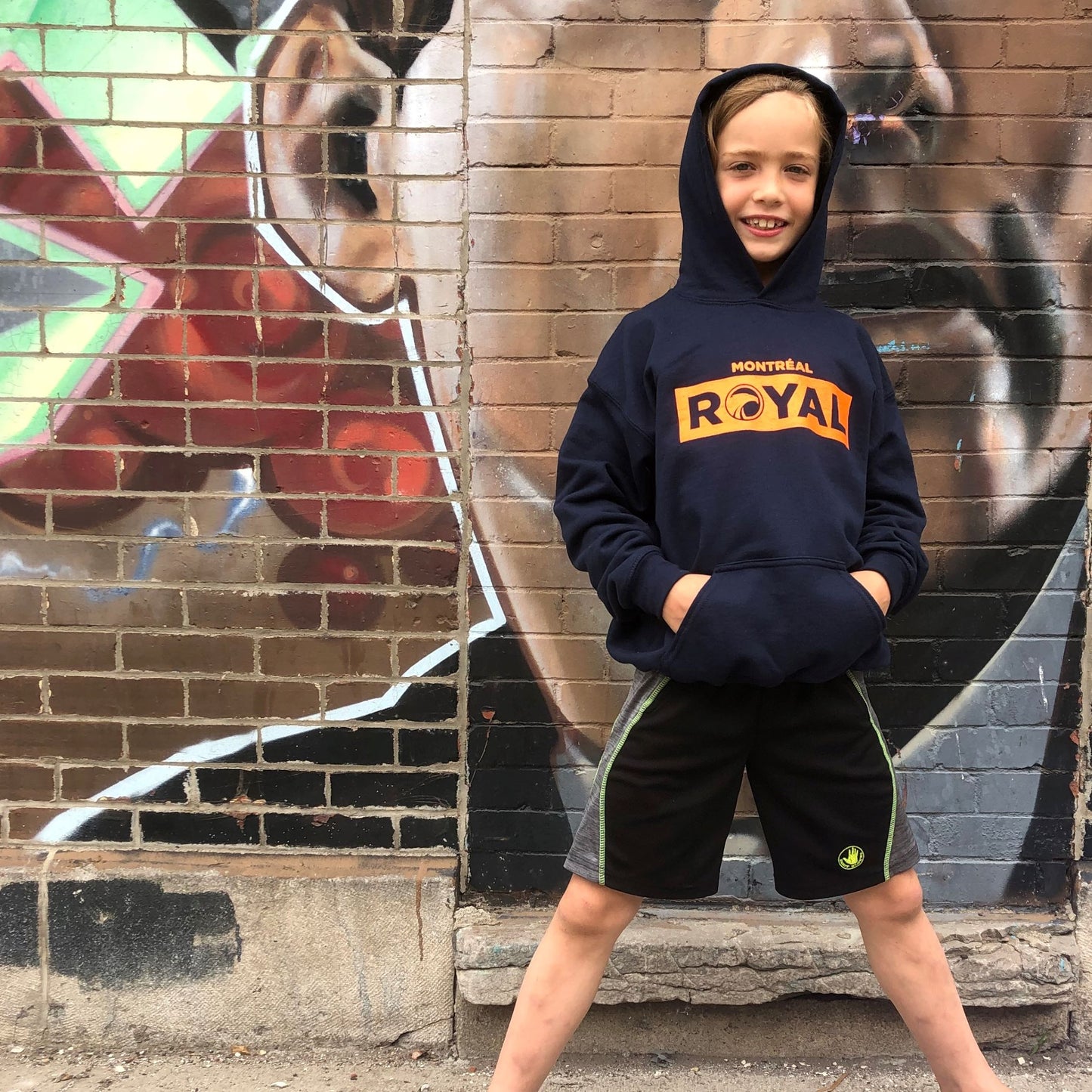 Chandail à capuchon - enfant - bleu marin