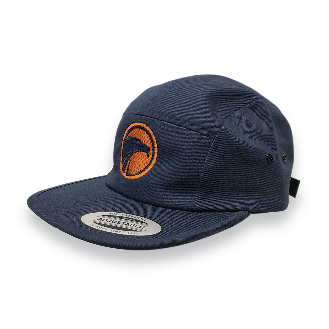 Casquette 5 panneaux - marine - orange